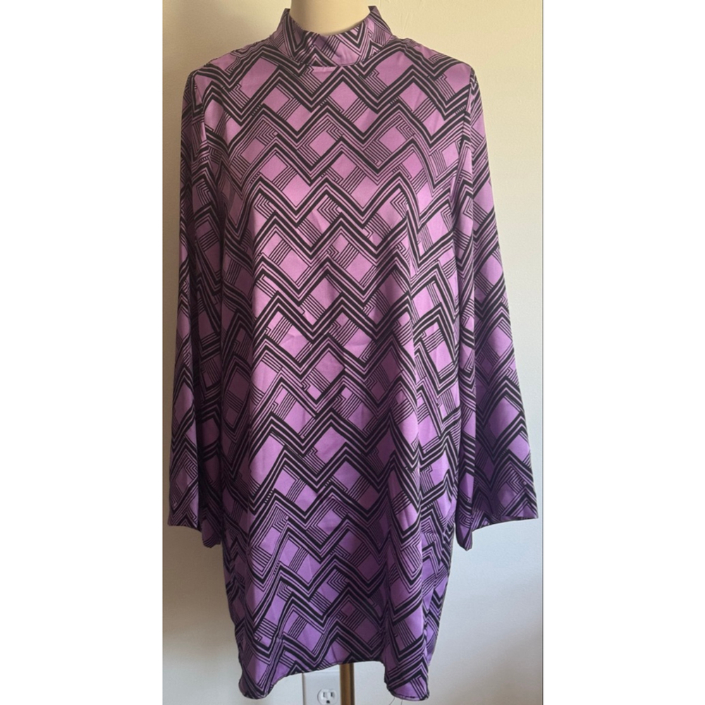 Women's MNG Purple Black Geometric Tunic Top L